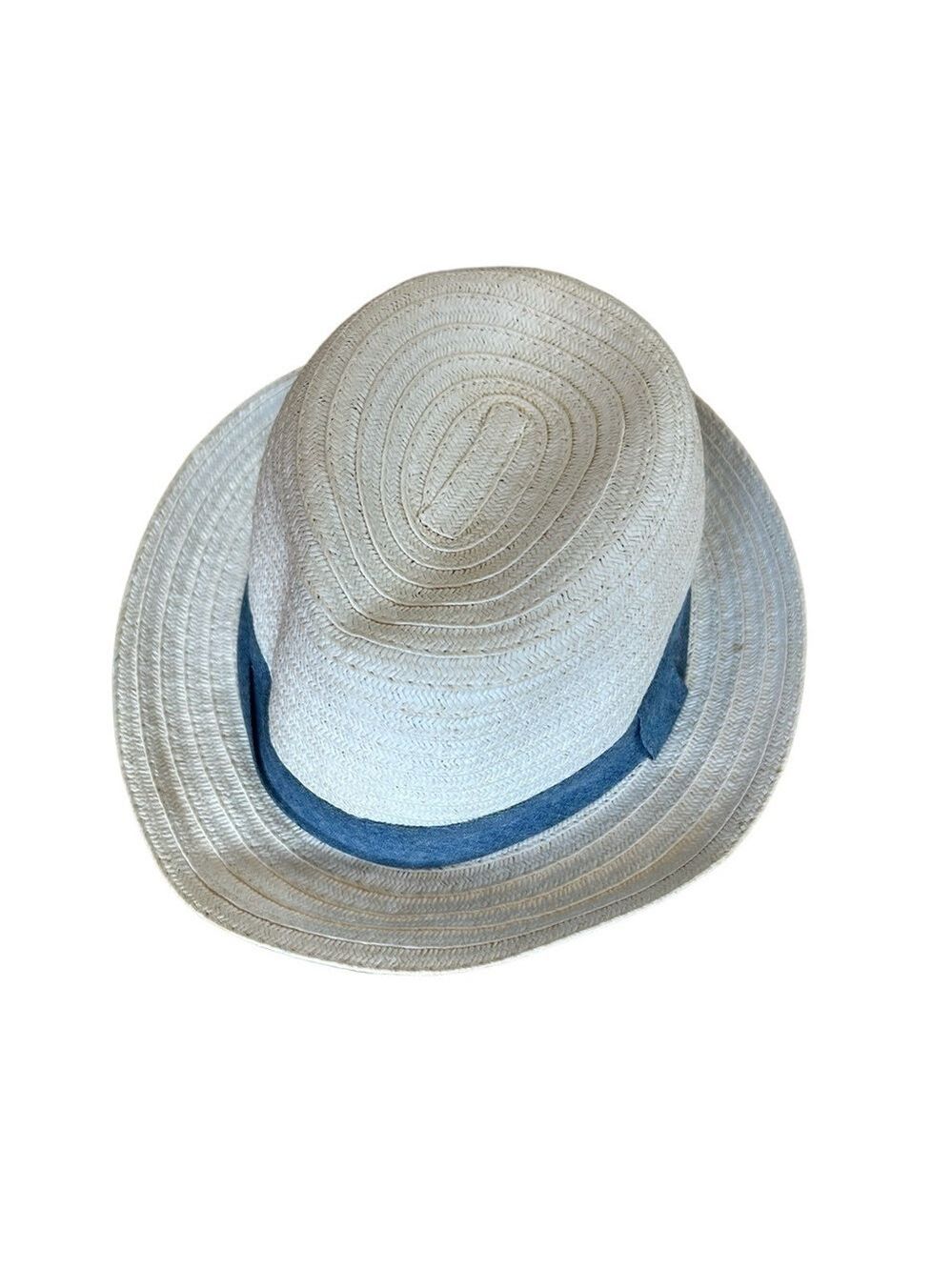 H&M Straw Hat Cream Blue Band Size Medium